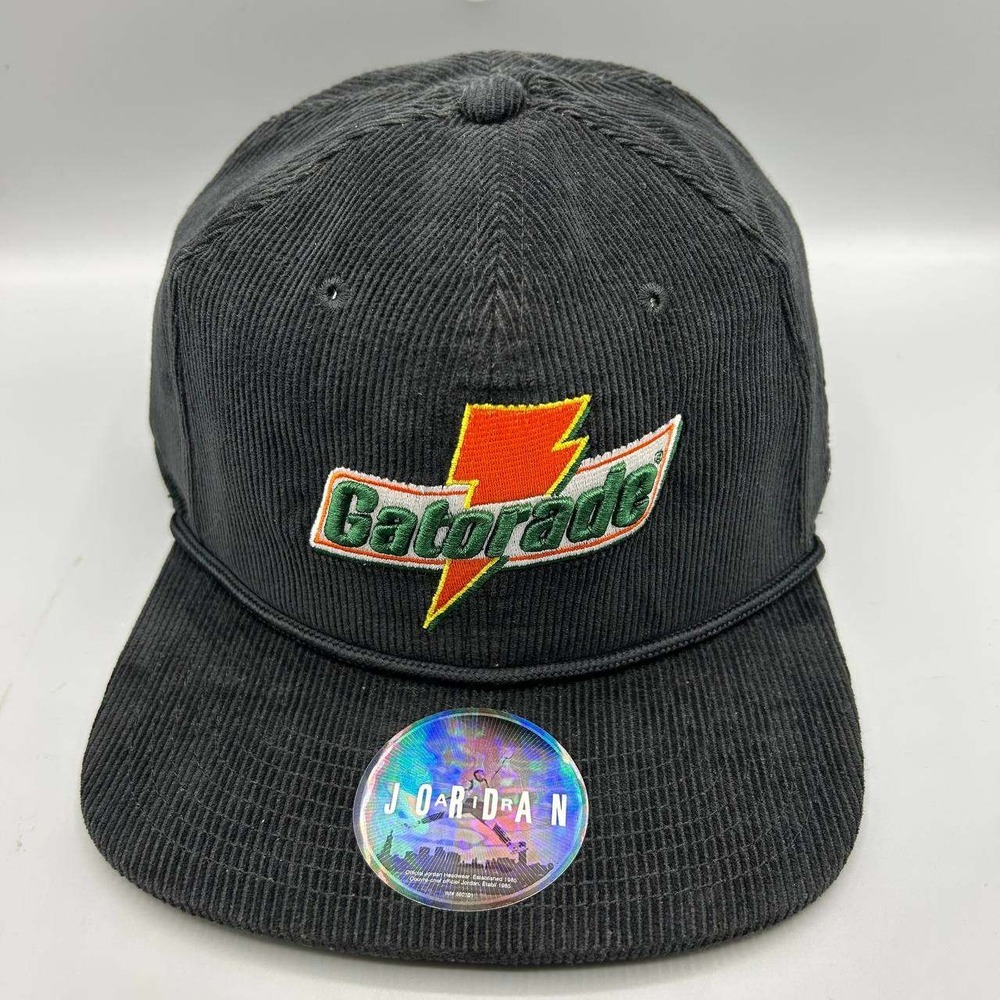 Gatorade x Air Jordan Hat Men Black Corduroy Jumpman Snap Back Cap New